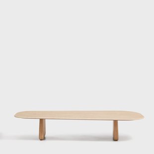 Kave Home Salontafel Pirita Travertin en licht eiken 147 x 65cm - Beige