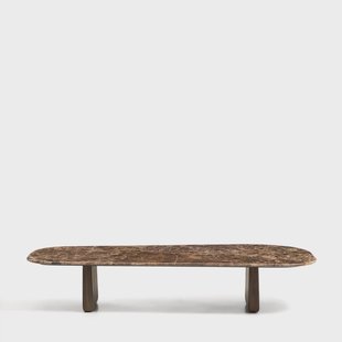 Kave Home Salontafel Pirita Bruin marmer en donker eiken, 147 x 65cm