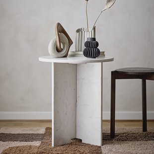 Bloomingville Ronde Bijzettafel Jasmia Marmer 46cm - Wit