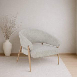 Livingfurn Fauteuil Dilan Stof & Eiken - Beige