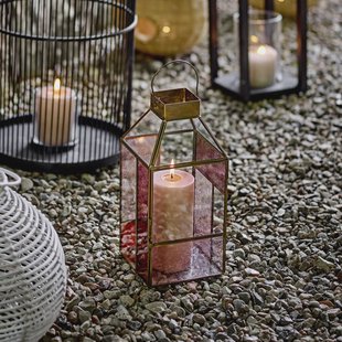 Bloomingville Lantaarn Drew Glas - Roze