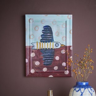 Bloomingville Wandpaneel Brett Birdy 30 x 22cm - Meerkleurig