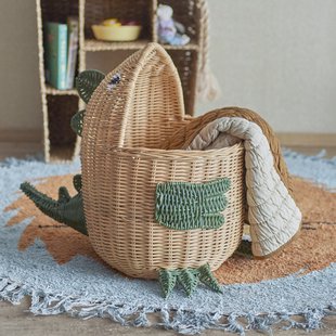 Bloomingville MINI Mand Eddi Dinosaurus, 48cm hoog - Naturel