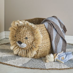 Bloomingville MINI Mand Harrison Leeuw, 36cm hoog - Naturel