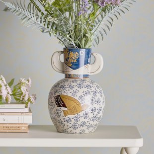 Bloomingville Vaas Hezha 24cm hoog - Blauw
