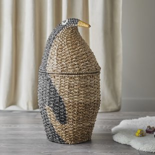 Bloomingville MINI Mand Tazia Pinguïn, Bankuan Grass, 70cm hoog - Zwart
