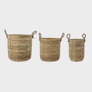Bloomingville Mand Tesser, Rotan, Set van 3 stuks - Naturel