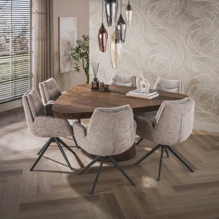LifestyleFurn Driehoekige Eettafel Willem Acaciahout, 165 x 165cm - Bruin