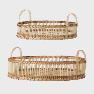 Bloomingville Schaal Salle Bamboe, Set van 2 stuks - Naturel