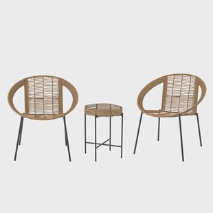 Bloomingville Loungeset Dudine Met 2 stoelen en tafeltje, Rotan - Naturel