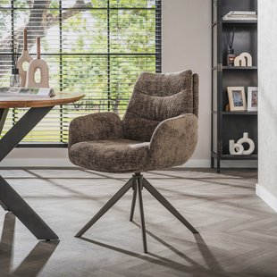 LifestyleFurn Draaibare Eetkamerstoel Kristee Chenille - Taupe/Bruin