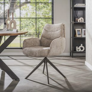 LifestyleFurn Draaibare Eetkamerstoel Kristee Chenille - Zand/Bruin