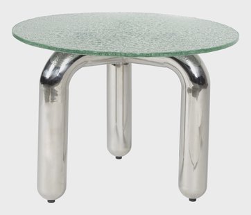 Dutchbone Ronde Bijzettafel Marly Glas en chroom, 60cm - Transparant