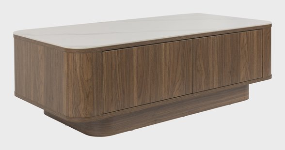ZILT Salontafel Nathen Walnoot en marmerlook, 120 x 60cm - Bruin