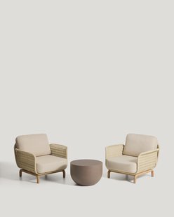Kave Home Tuinset Alipa 2 fauteuils en tafeltje - Beige