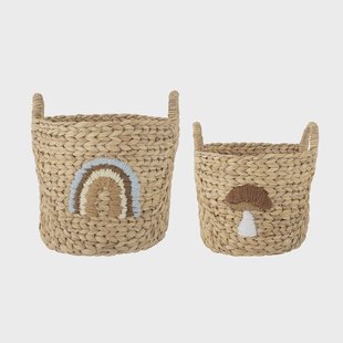 Bloomingville MINI Mand Agnes Regenboog en paddenstoel, Set van 2 stuks - Meerkleurig