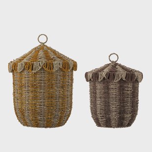 Bloomingville MINI Mand Cikkeline Set van 2 stuks - Meerkleurig