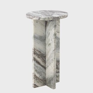 Bloomingville Ronde Bijzettafel Jasmia Marmer, 30cm - Naturel