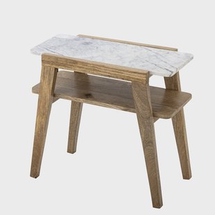 Bloomingville Bijzettafel Livi Marmer en mangohout, 61 x 30cm - Naturel
