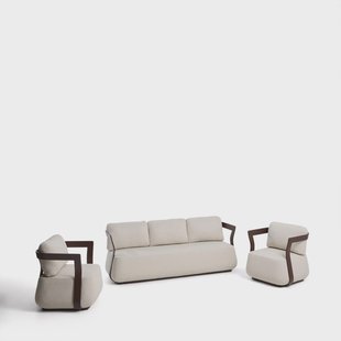 Kave Home Loungeset Tamaris Met 3-zits loungebank en 2 loungestoelen - Bruin