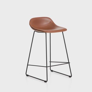 Kave Home Barkruk Zahara Lederlook - Bruin (zithoogte 76cm)