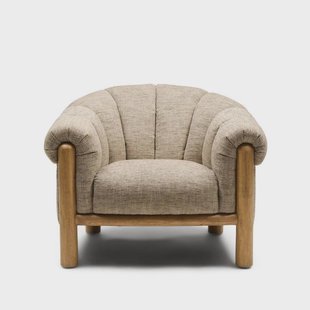 Rivièra Maison Fauteuil Rafal Weave stof en hout - Lichtbruin