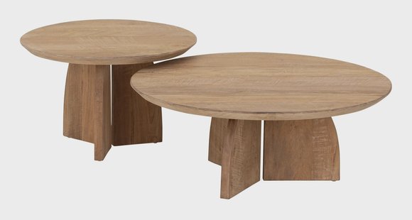 DTP Home Ronde Salontafel Nova Teakhout, Set van 2 stuks - NATUREL