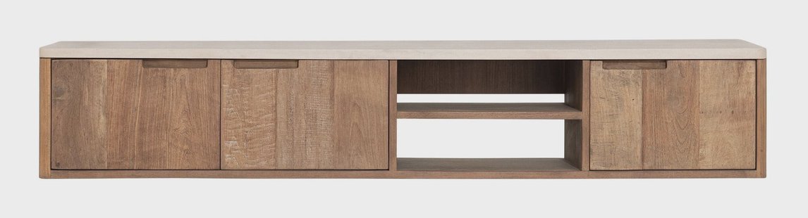DTP Home Zwevend TV-meubel Bliss Teakhout & Mortex, 170cm - Naturel