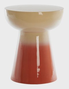 Light & Living Ronde Bijzettafel Rovini Keramiek, Ø35cm - Crème/Oranje