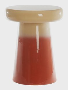Light & Living Ronde Bijzettafel Sakiz Keramiek, Ø40cm - Crème/Oranje