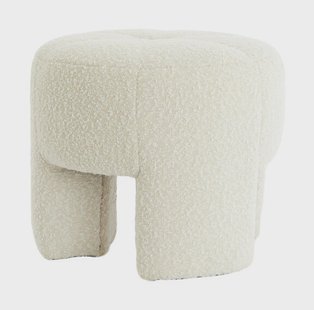 Light & Living Poef Batoemi Bouclé - Crème - Organisch