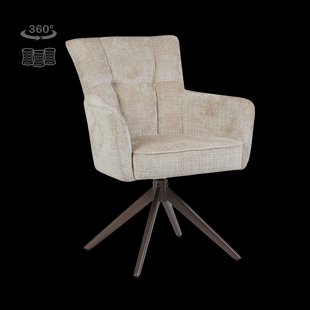 Tower Living Draaibare Eetkamerstoel Bardi Geweven stof - Beige/Bruin