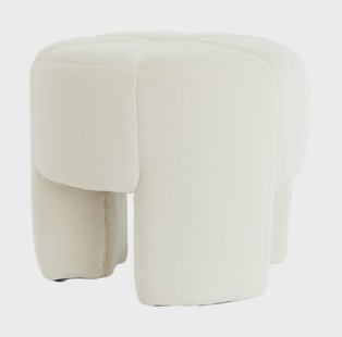 Light & Living Poef Batoemi Velvet - Wit - Rond