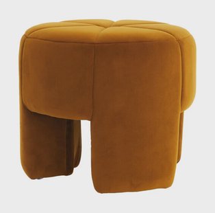 Light & Living Poef Batoemi Velvet, Ø51cm - Okergeel - Rond