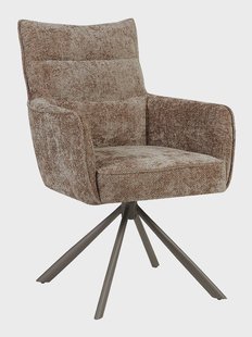 LABEL51 Draaibare Eetkamerstoel Dubai Chenille - Taupe/Brons