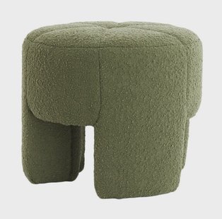 Light & Living Poef Batoemi Bouclé, Ø51cm - Donkergroen - Rond