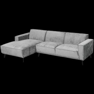 Tower Living Loungebank Leeds Links, 280cm, Touch-stof - Lichtgrijs