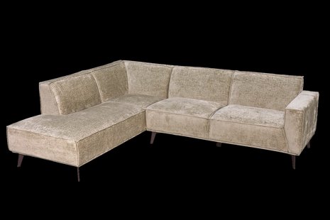 Tower Living Hoekbank Leeds Links, 268cm, Touch-stof - Beige