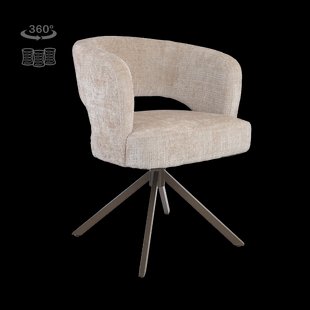Tower Living Draaibare Eetkamerstoel Mura Geweven stof - Beige/Bruin