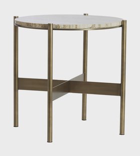 Light & Living Ronde Bijzettafel Macapa Travertin, Ø47cm - Crème