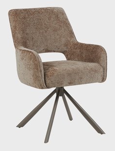 LABEL51 Draaibare Eetkamerstoel Bergerac Chenille - Taupe/Brons