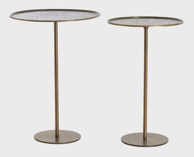 Light & Living Ronde Bijzettafel Lia Set van 2 stuks - Donkerbruin/Brons