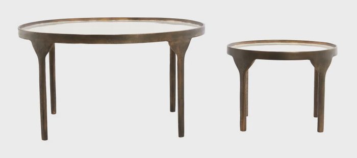 Light & Living Ronde Salontafel Eli Set van 2 stuks - Crème/Antiek Brons