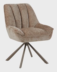 LABEL51 Draaibare Eetkamerstoel Reims Chenille - Taupe/Brons