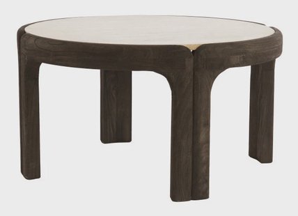 Light & Living Ronde Salontafel Ali Travertin & Hout, Ø75cm - Zand