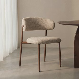 LABEL51 Eetkamerstoel Kaito Prestige-stof - Beige/Walnoot