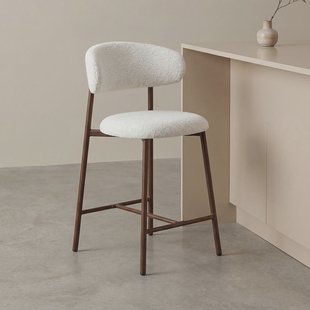 LABEL51 Barkruk Kaito Prestige-stof - Naturel/Walnoot (zithoogte 64cm)