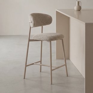 LABEL51 Barkruk Kaito Prestige-stof - Beige/Taupe (zithoogte 64cm)