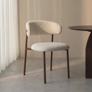 LABEL51 Eetkamerstoel Kaito Prestige-stof en walnoot houtlook - Naturel