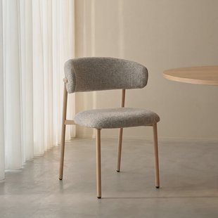 LABEL51 Eetkamerstoel Kaito Prestige-stof en naturel houtlook - Beige